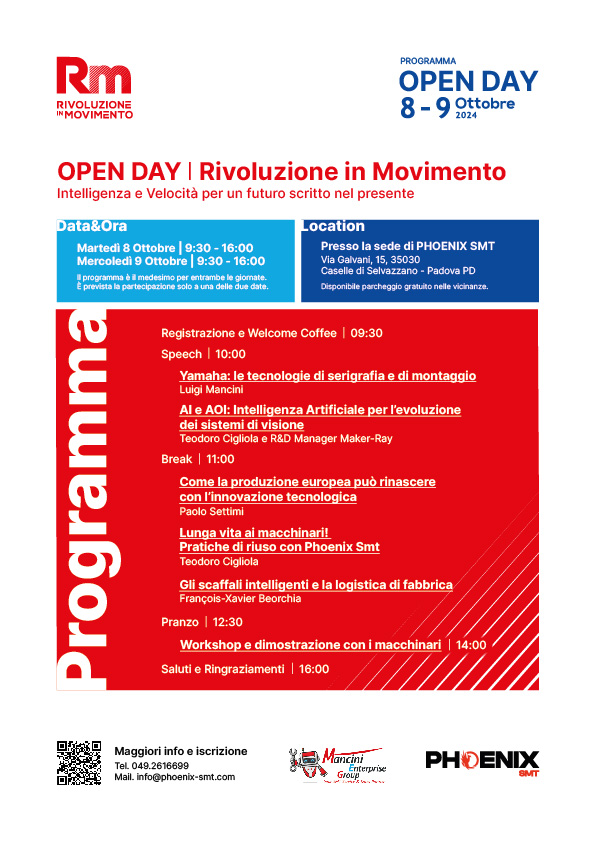 Open Day Rivoluzione in movimento Programma dell'evento